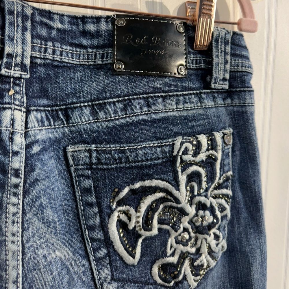 Red Rivet Blue Ankle Cropped Jeans Sz‎ 13-Juniors - Picture 6 of 6